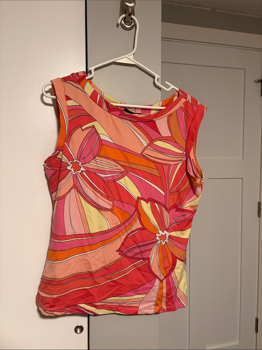 New York & Company Vibrant Floral Tank in Pink, Orange & Yellow